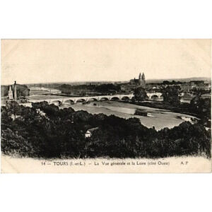 No. 54 TOURS (1.-et-L.)-La Vue generale et la Loire (cote Ouest)-France Postcard